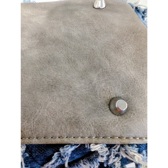 MMS Distressed Denim Patchwork Tote Bag with Removable Strap - Picture 7 of 8